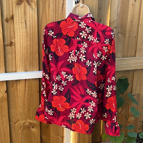 Vintage 🎈Lucky Brand Dale Hope floral Hawaiian silk M long sleeve shirt - Picture 3 of 8